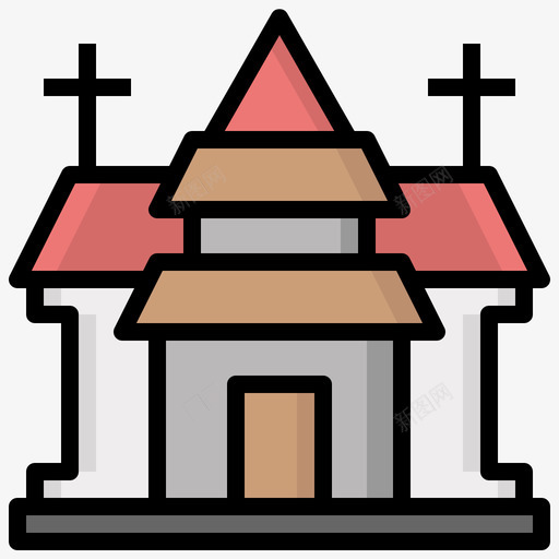 教堂158婚礼线性颜色图标svg_新图网 https://ixintu.com 婚礼 教堂 线性 颜色