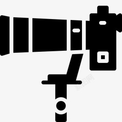 三脚架标志相机与长焦镜头三脚架变焦图标高清图片