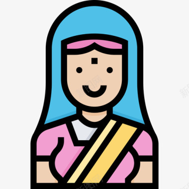 女性印度10岁直系肤色图标图标
