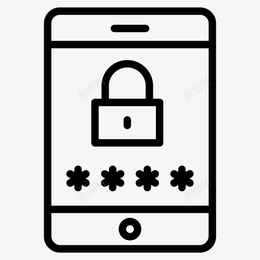 密码锁手机安全图标svg_新图网 https://ixintu.com 互联网安全线字形64像素 安全 密码锁 手机