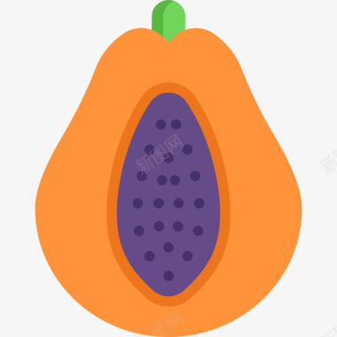 木瓜水果蔬菜13扁平图标图标