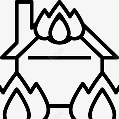 房子和火燃烧灾难图标图标