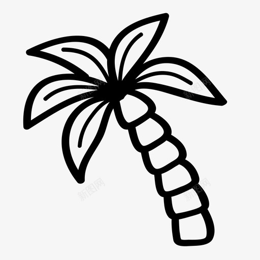 棕榈树海滩手绘图标svg_新图网 https://ixintu.com 手绘 棕榈树 海滩