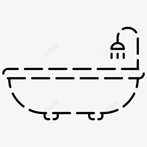 淋浴浴室家具虚线图标svg_新图网 https://ixintu.com 图标 家具 浴室 淋浴 虚线