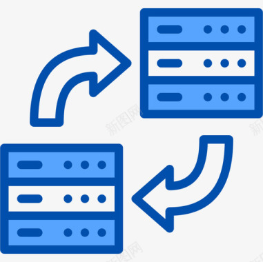 数据传输数据库和云蓝图标图标