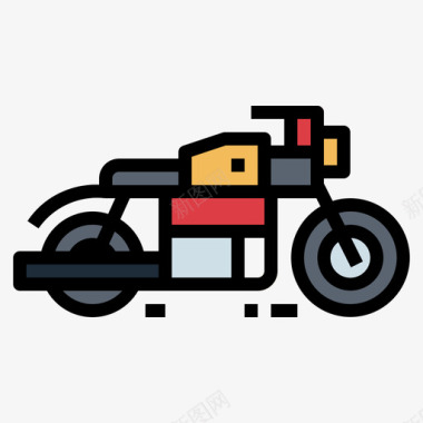 斩波器摩托车7线性颜色图标图标