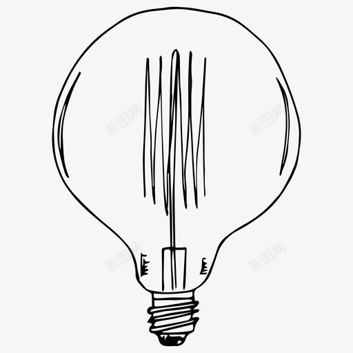 灯泡电发光图标svg_新图网 https://ixintu.com 发光 灯泡 素描