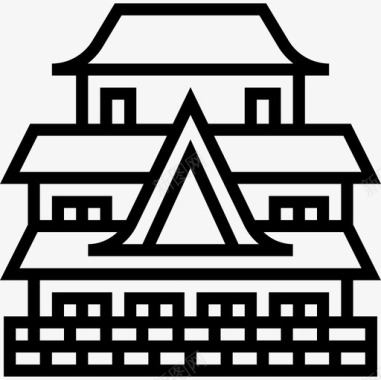 大阪城堡地标6直线形图标图标