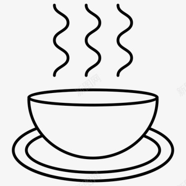 热咖啡马克杯咖啡店轮廓图标图标