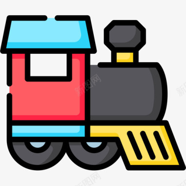 火车儿童玩具23线性颜色图标图标