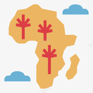 非洲非洲7平坦图标图标