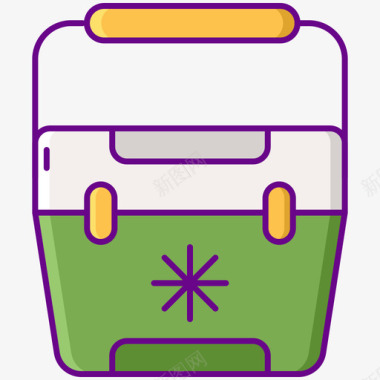 便携式冰箱野营116线性颜色图标图标
