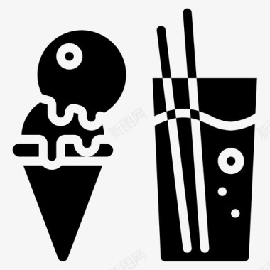冰淇淋热带25填充图标图标