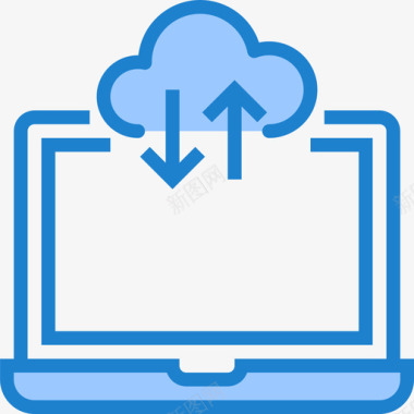 笔记本电脑通讯网络5蓝色图标图标