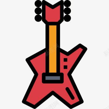 电吉他音乐节30线性颜色图标图标