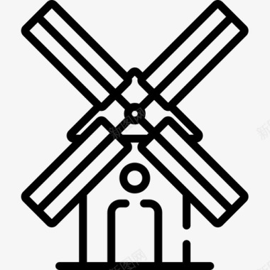 风车荷兰12直线型图标图标