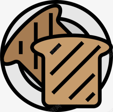 烤面包面包店76线性颜色图标图标
