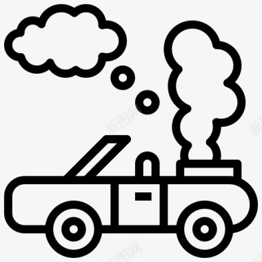 汽车污染16线性图标图标
