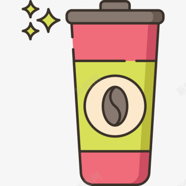 玻璃杯咖啡62线性颜色图标图标