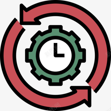 时钟启动和开发5线性颜色图标图标