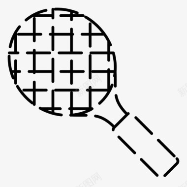 球拍网球体育虚线图标图标