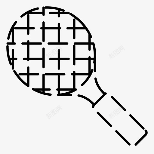 球拍网球体育虚线图标svg_新图网 https://ixintu.com 体育 图标 球拍 网球 虚线