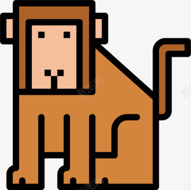猴子动物6线形颜色图标图标