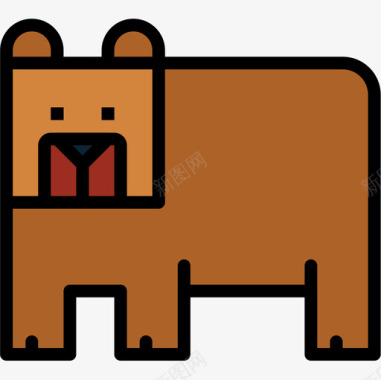 熊动物6线性颜色图标图标