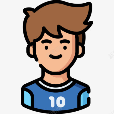 足球运动员体育头像14线性颜色图标图标