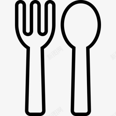 叉子和勺子餐具厨房用具图标图标