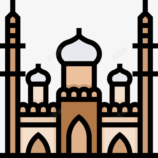 印度贾玛清真寺10线性颜色图标svg_新图网 https://ixintu.com 印度 清真寺 线性 贾玛 颜色