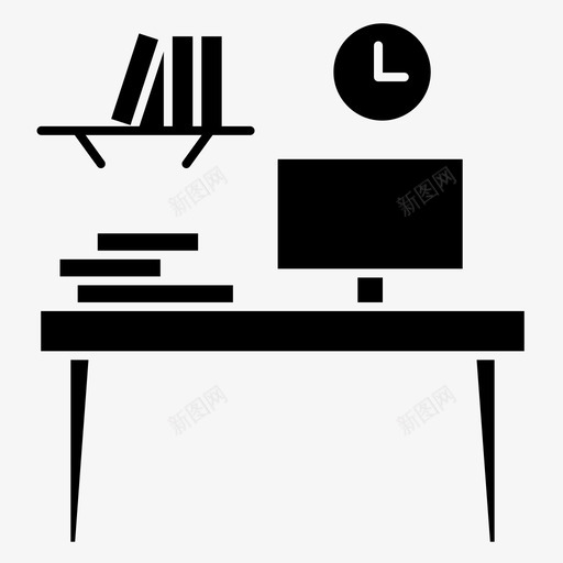 电脑办公室房间图标svg_新图网 https://ixintu.com 办公室 实心 家具 房间 桌子 电脑 雕刻