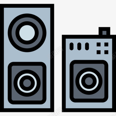 扬声器电气设备2线性颜色图标图标