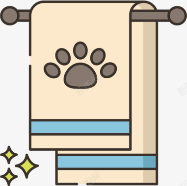 毛巾宠物美容线性颜色图标图标