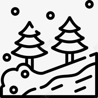 雪崩冬季运动17直线型图标图标