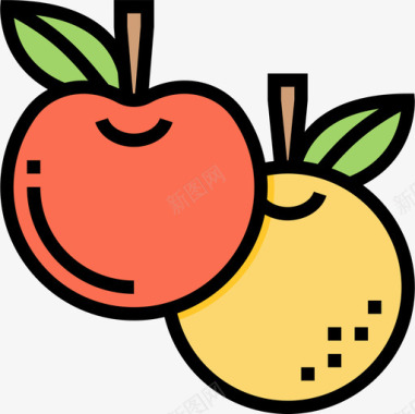 水果街头食品和食品卡车司机线性颜色图标图标