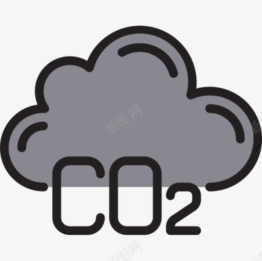 二氧化碳生态155线性颜色图标图标