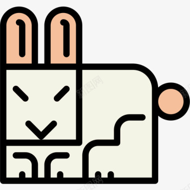 兔子动物6线形颜色图标图标