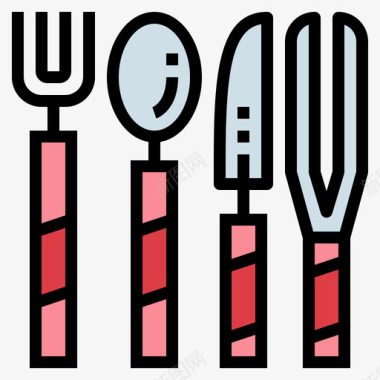 餐具烹饪64线性颜色图标图标