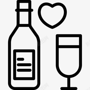 酒瓶婚礼146直线型图标图标