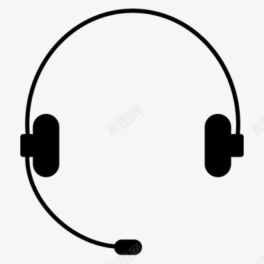 耳机声音电子商务字形实心图标图标
