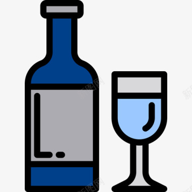 酒精食品和饮料7线性颜色图标图标