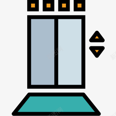 电梯旅舍3线性颜色图标图标