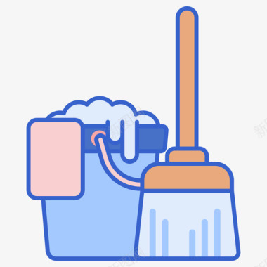 清洁服务清洁55线性颜色图标图标