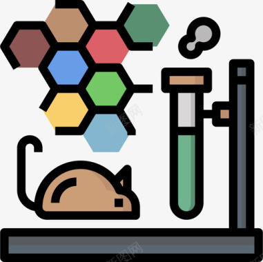 动物试验遗传学和生物工程3线性颜色图标图标