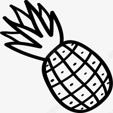 菠萝水果手绘图标图标