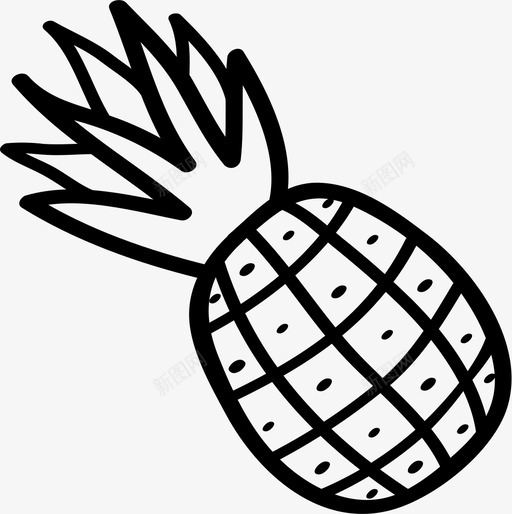 菠萝水果手绘图标svg_新图网 https://ixintu.com 手绘 水果 菠萝