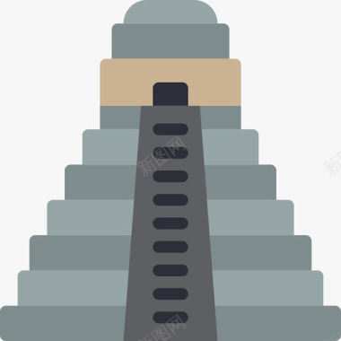 阿兹特克金字塔地标和纪念碑3平坦图标图标