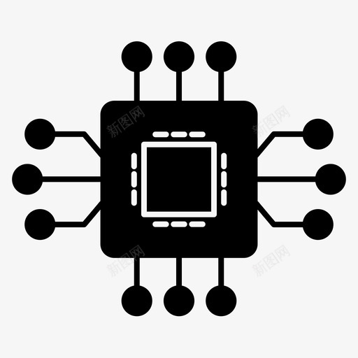 cpu电子微芯片图标svg_新图网 https://ixintu.com cpu 处理器 微芯片 电子 电子字形固体