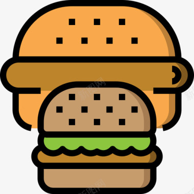 汉堡烧烤和烧烤派对3线性颜色图标图标